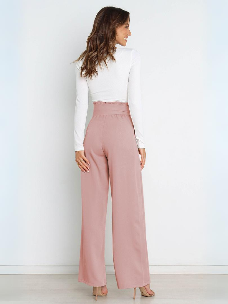 Iconic High Rise Pocketed Trouser Pants - Pink