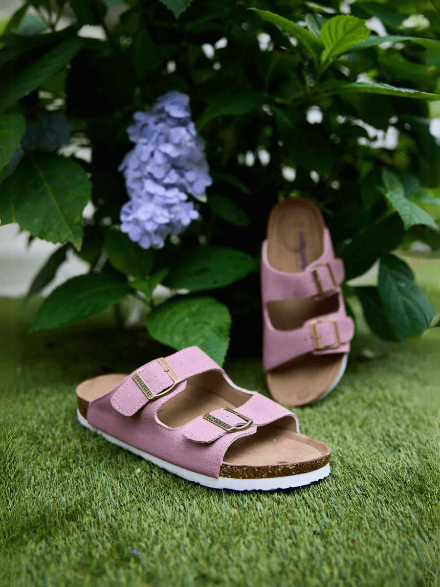 Maibulun | Double Strap Suede Footbed Sandal - Pink