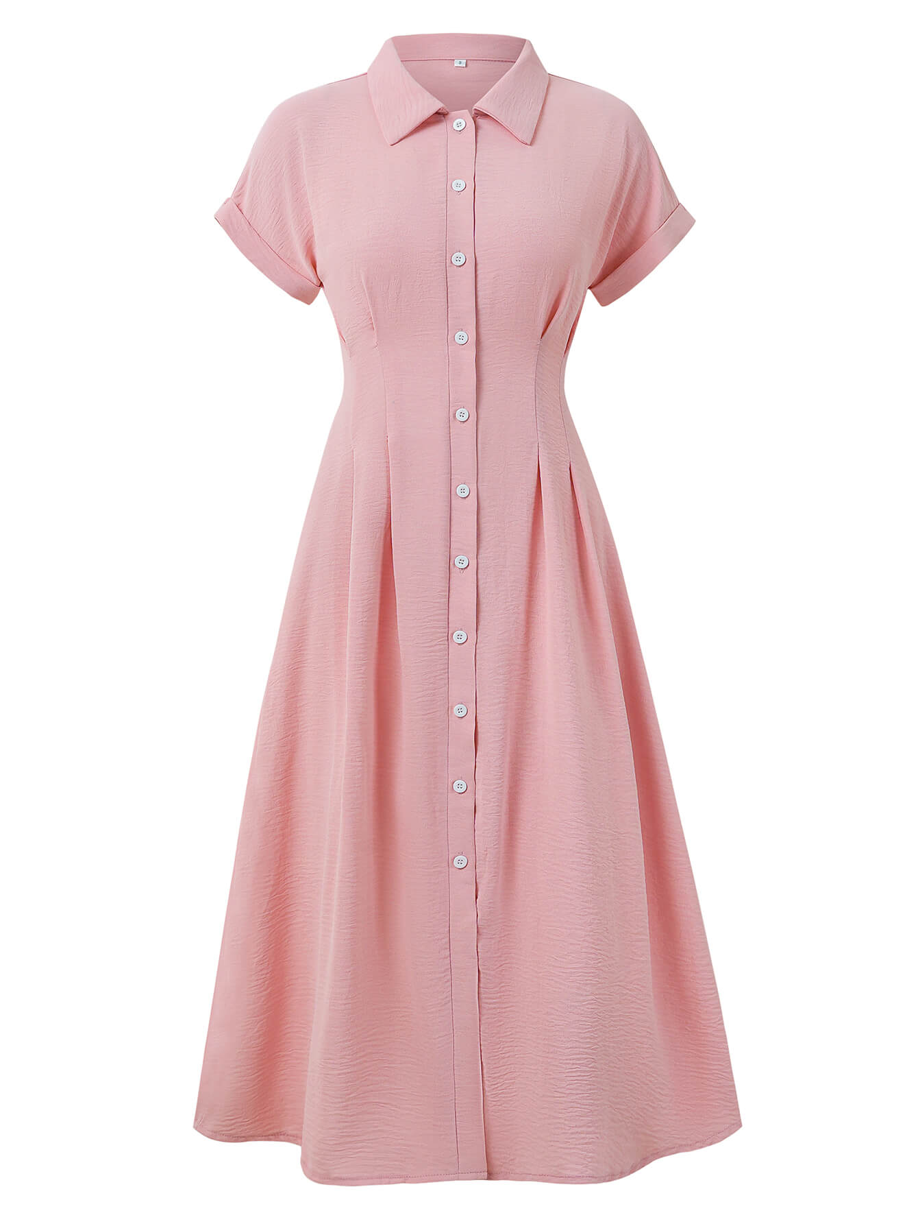 Abigail Collared Midi Shirt Dress - Pink