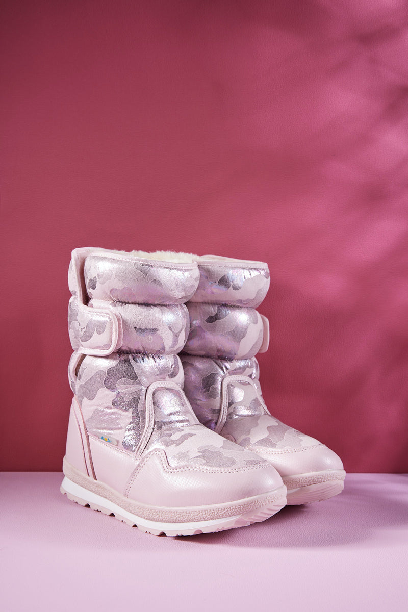 Frozen Princess | Alaska Camo Princess Water-Repellent Snow Boot - Pink