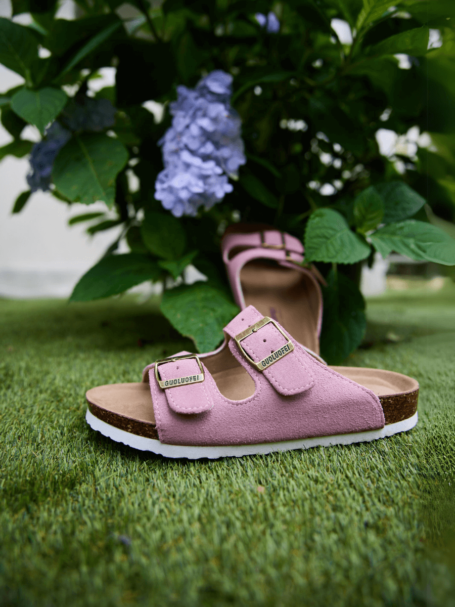 Maibulun | Double Strap Suede Footbed Sandal - Pink