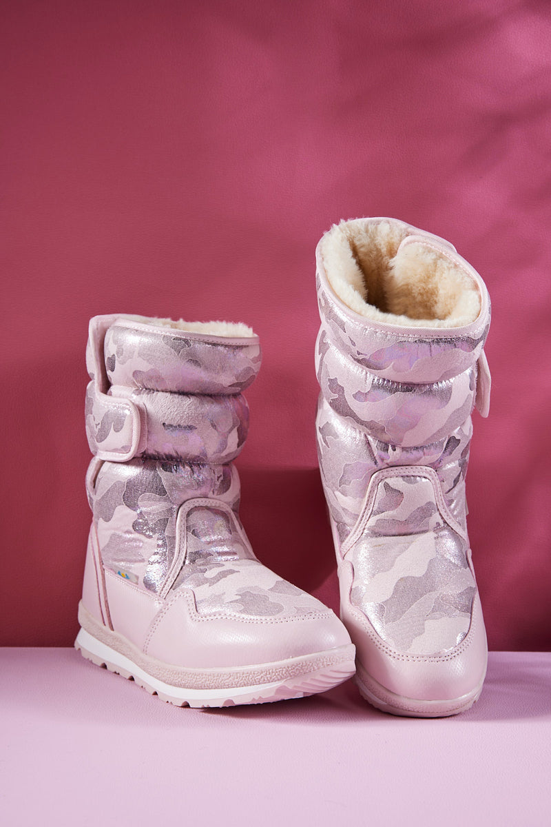 Frozen Princess | Alaska Camo Princess Water-Repellent Snow Boot - Pink