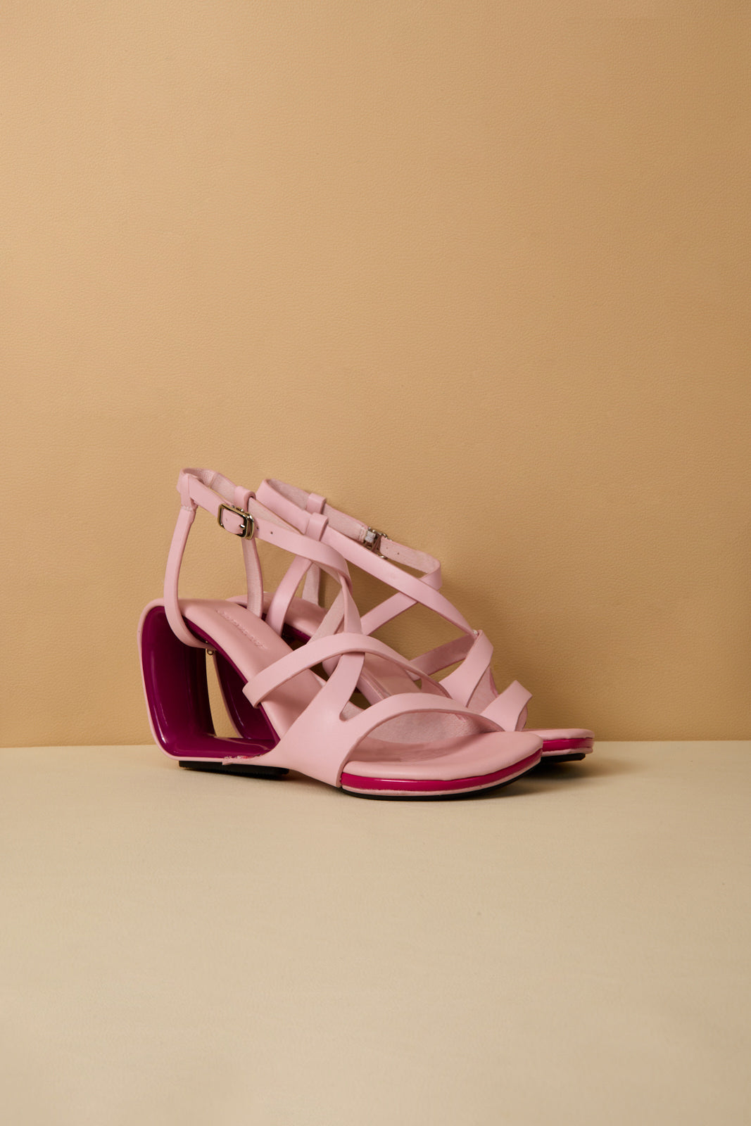 Jady Rose | Eloise Leather Strappy Wedges- Pink