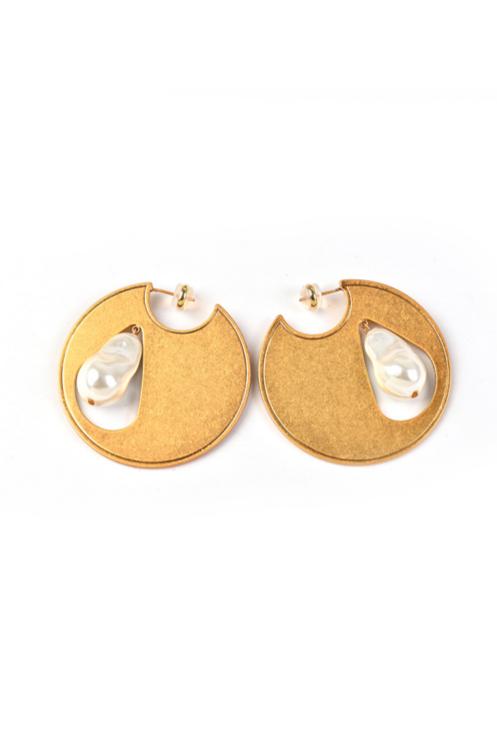 Pearl Metal Irregular Shape Earrings