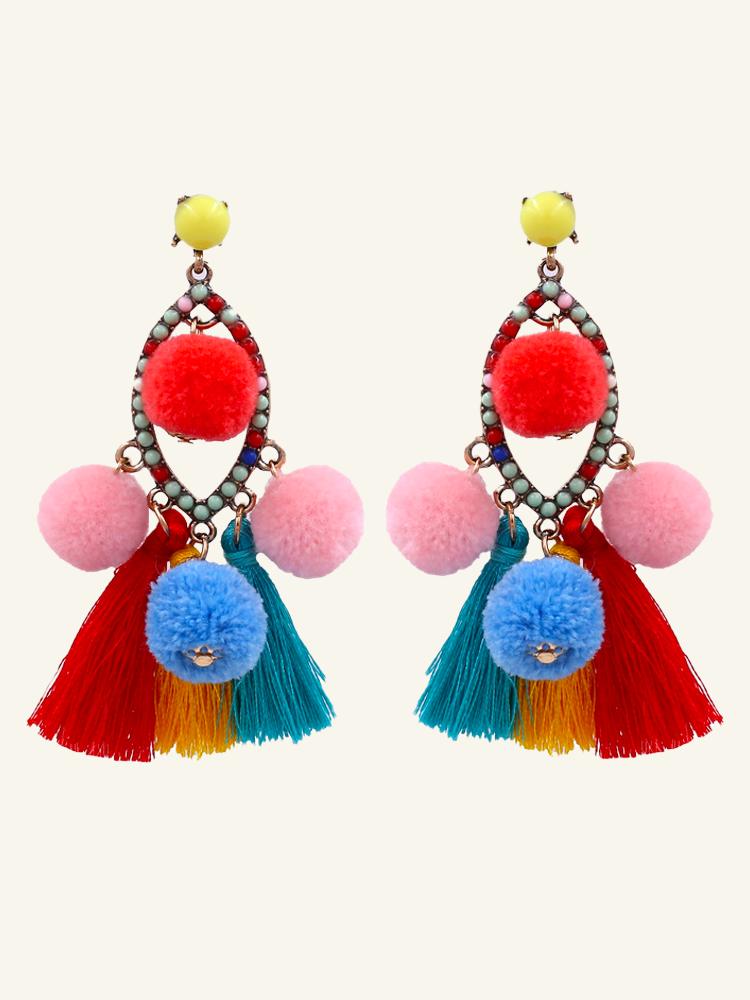 Pom Pom Tassel Earrings