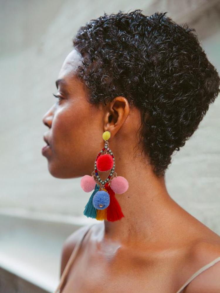 Pom Pom Tassel Earrings