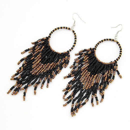 Boho Ethnic Long Tassel Beaded Earrings