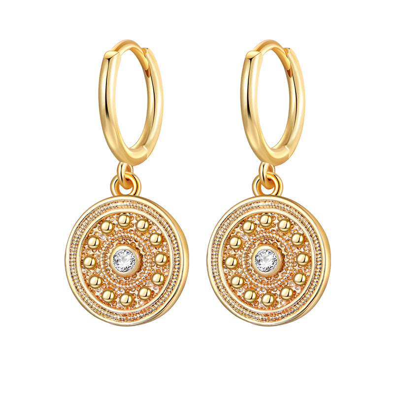 Bohemian Round Coin Zircon Earrings