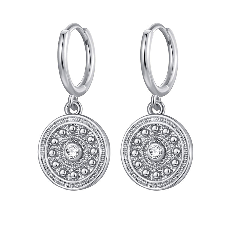 Bohemian Round Coin Zircon Earrings