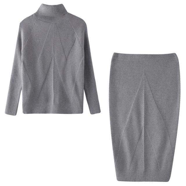 Terry Sweater + Skirt Suit