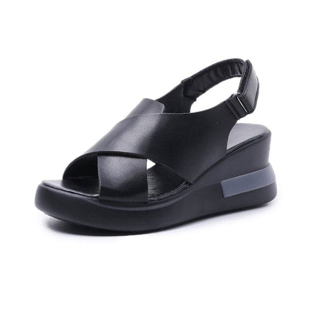 Wedge Shoes for Women Sandals Solid Color Open Toe High Heels Casual Ladies Buckle Strap Fashion Female Sandalias