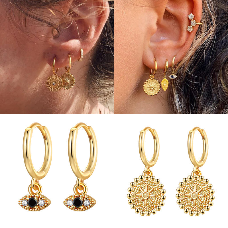 Bohemian Round Coin Zircon Earrings