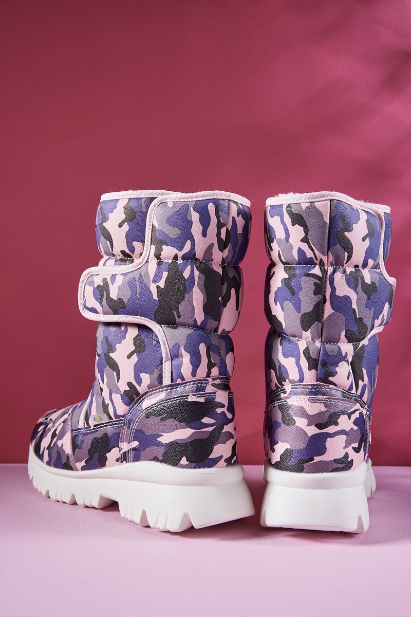 Frozen Princess | Alaska Camo Princess Water-Repellent Snow Boot - Purple