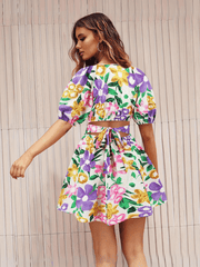 Ellerie Floral Wrap Mini Dress - Purple