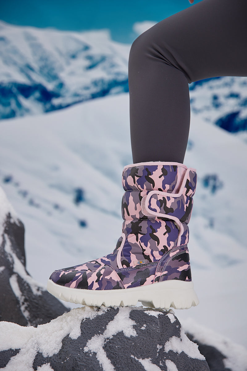 Frozen Princess | Alaska Camo Princess Water-Repellent Snow Boot - Purple