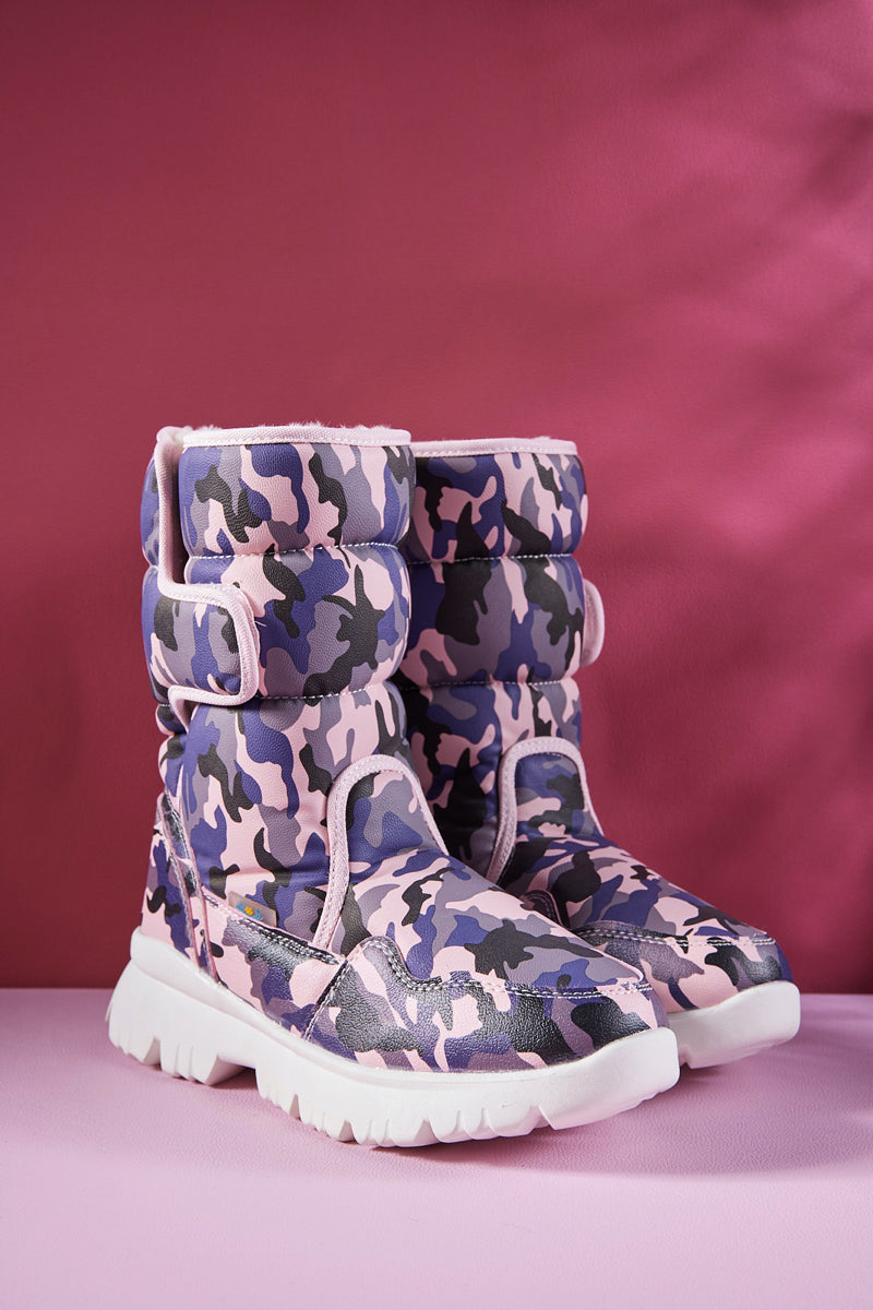 Frozen Princess | Alaska Camo Princess Water-Repellent Snow Boot - Purple