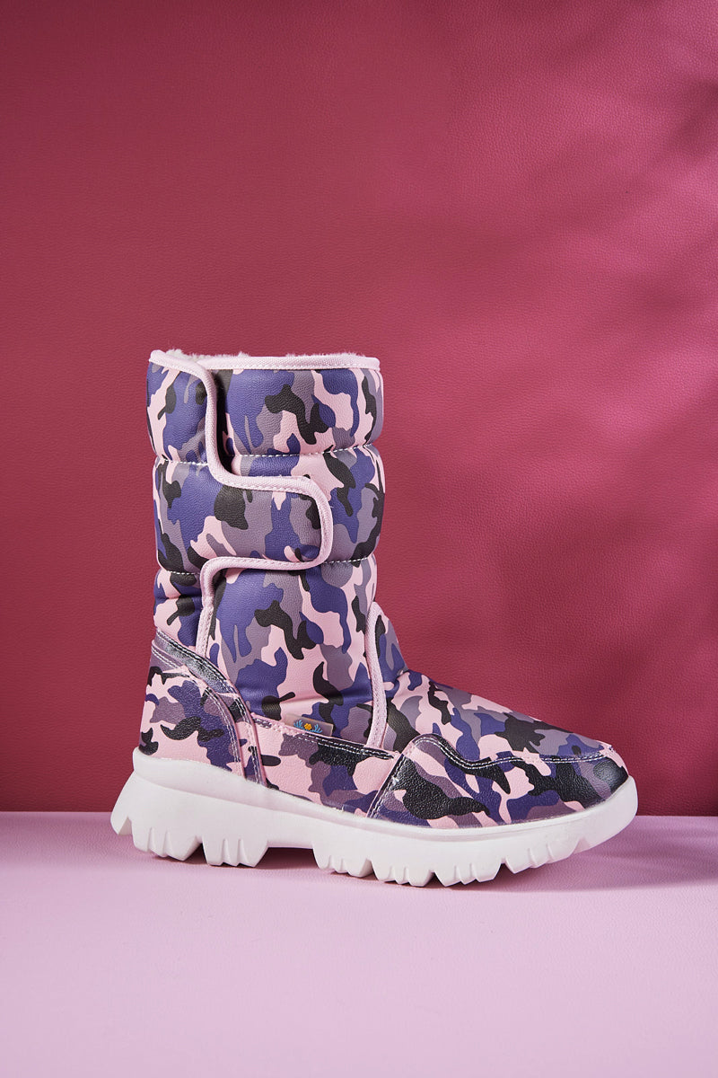 Frozen Princess | Alaska Camo Princess Water-Repellent Snow Boot - Purple