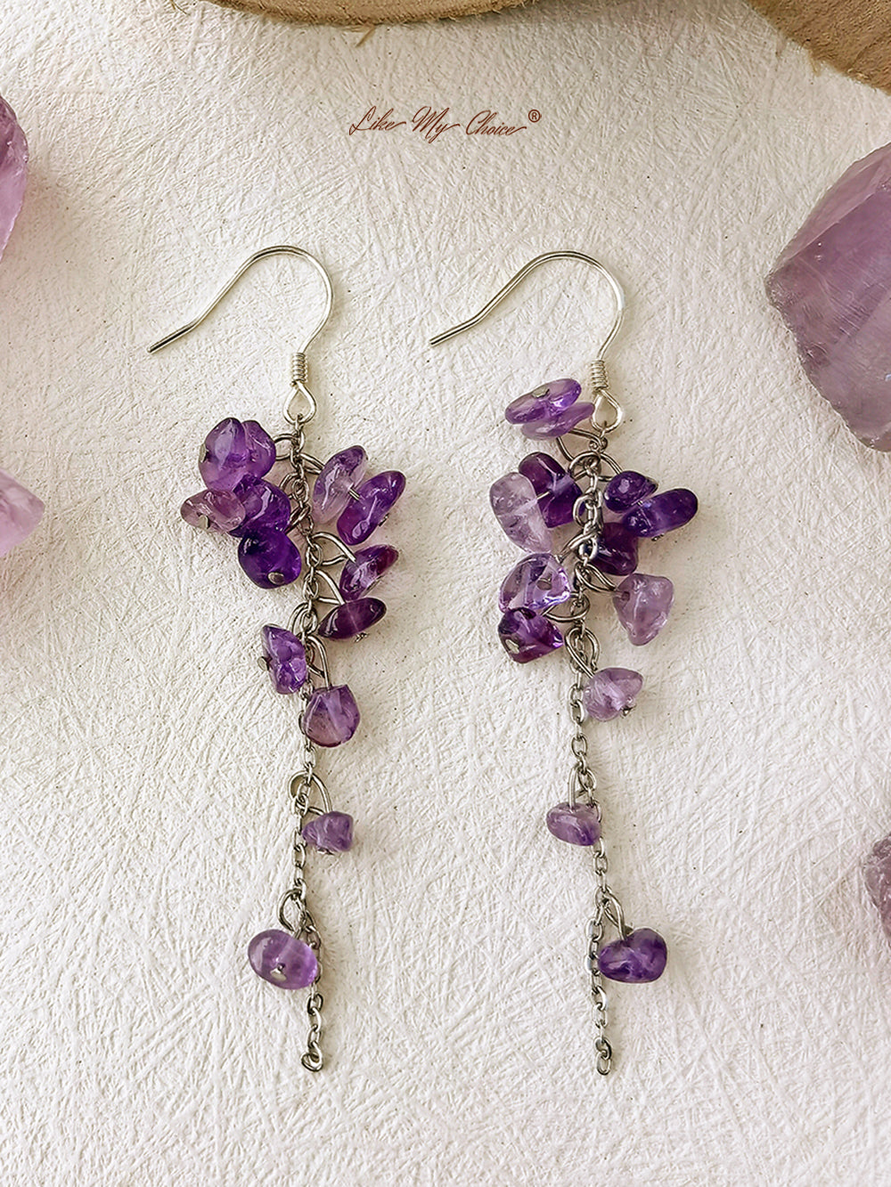 February Birth Stone Wisteria Amethyst Dangle Earrings