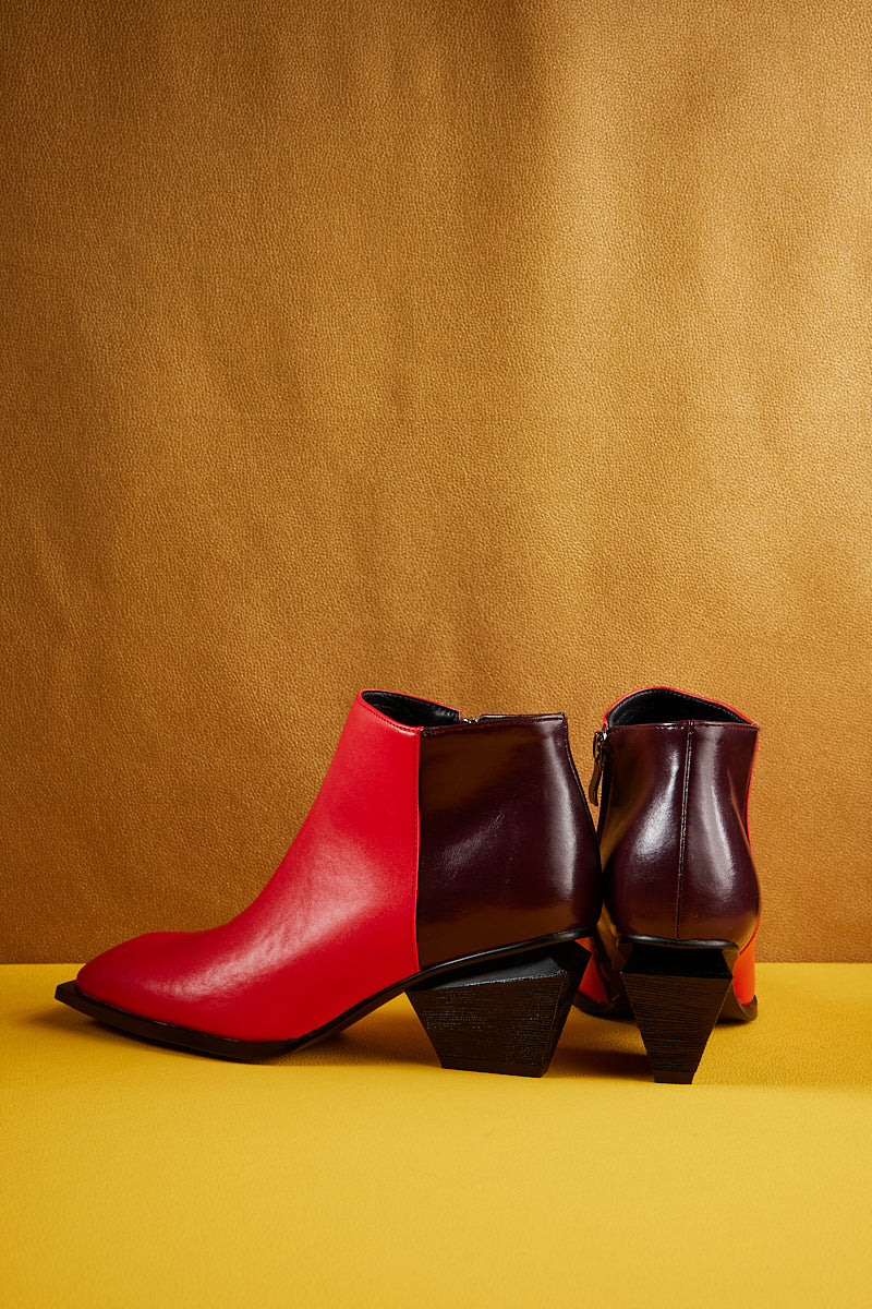 Jady Rose | Jady X Geometry-heel Leather Ankle Boot - Red