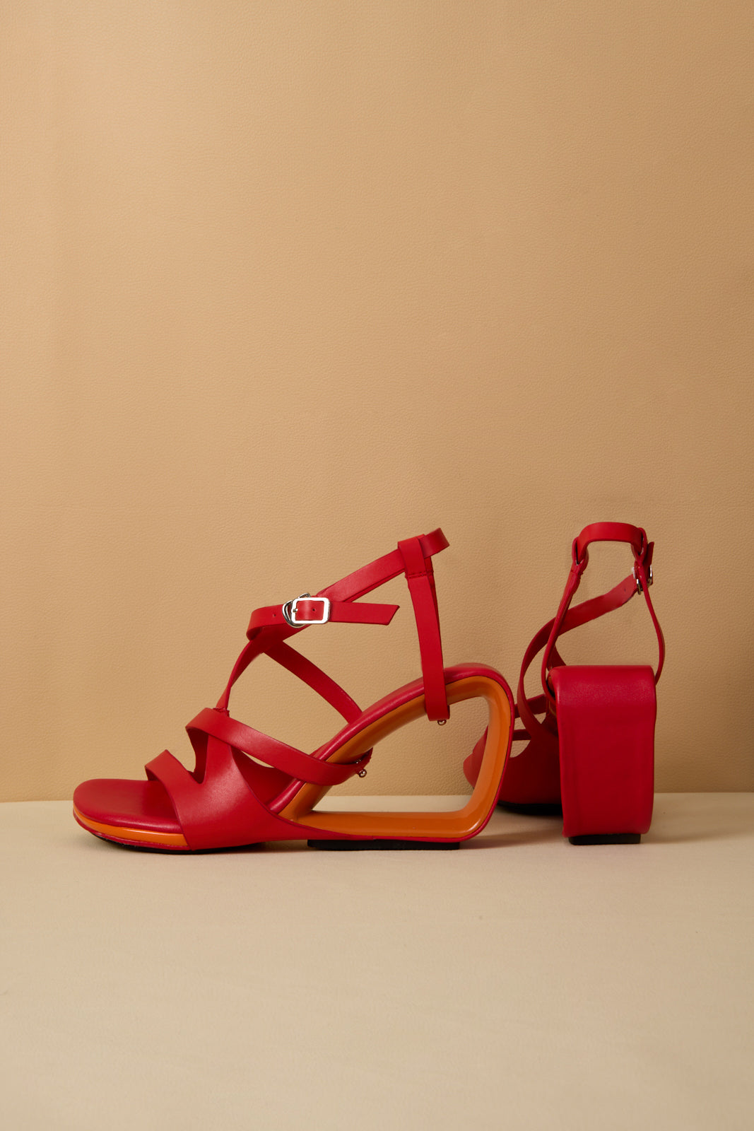 Jady Rose | Eloise Leather Strappy Wedges- Red