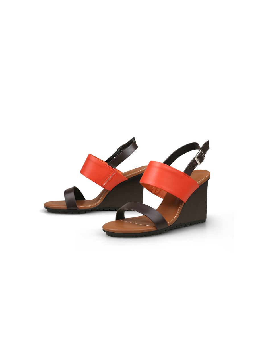 Jady Rose | Shilah Leather Slingback Wedge - Red