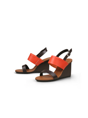 Jady Rose | Shilah Leather Slingback Wedge - Red