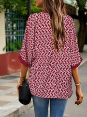 Time Will Tell Printed Blouse - Red