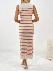 Dancing On Air Striped Knit Midi Dress - Red