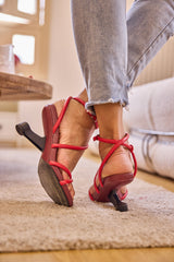 Jady Rose | Jojo Leather Strappy Heels - Red