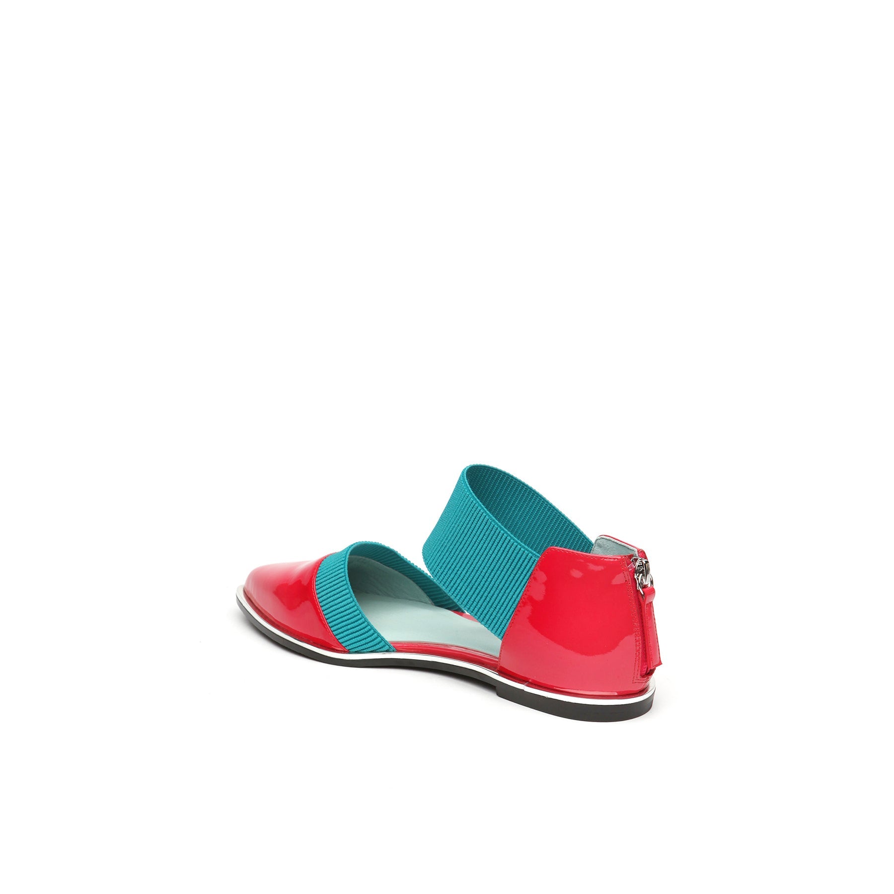 JADY ROSE | POINTED LEATHER ANKLE-STRAP FLAT - RED