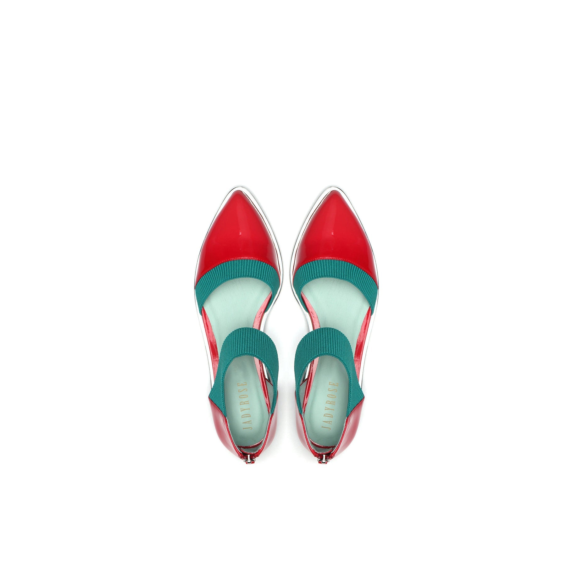 JADY ROSE | POINTED LEATHER ANKLE-STRAP FLAT - RED