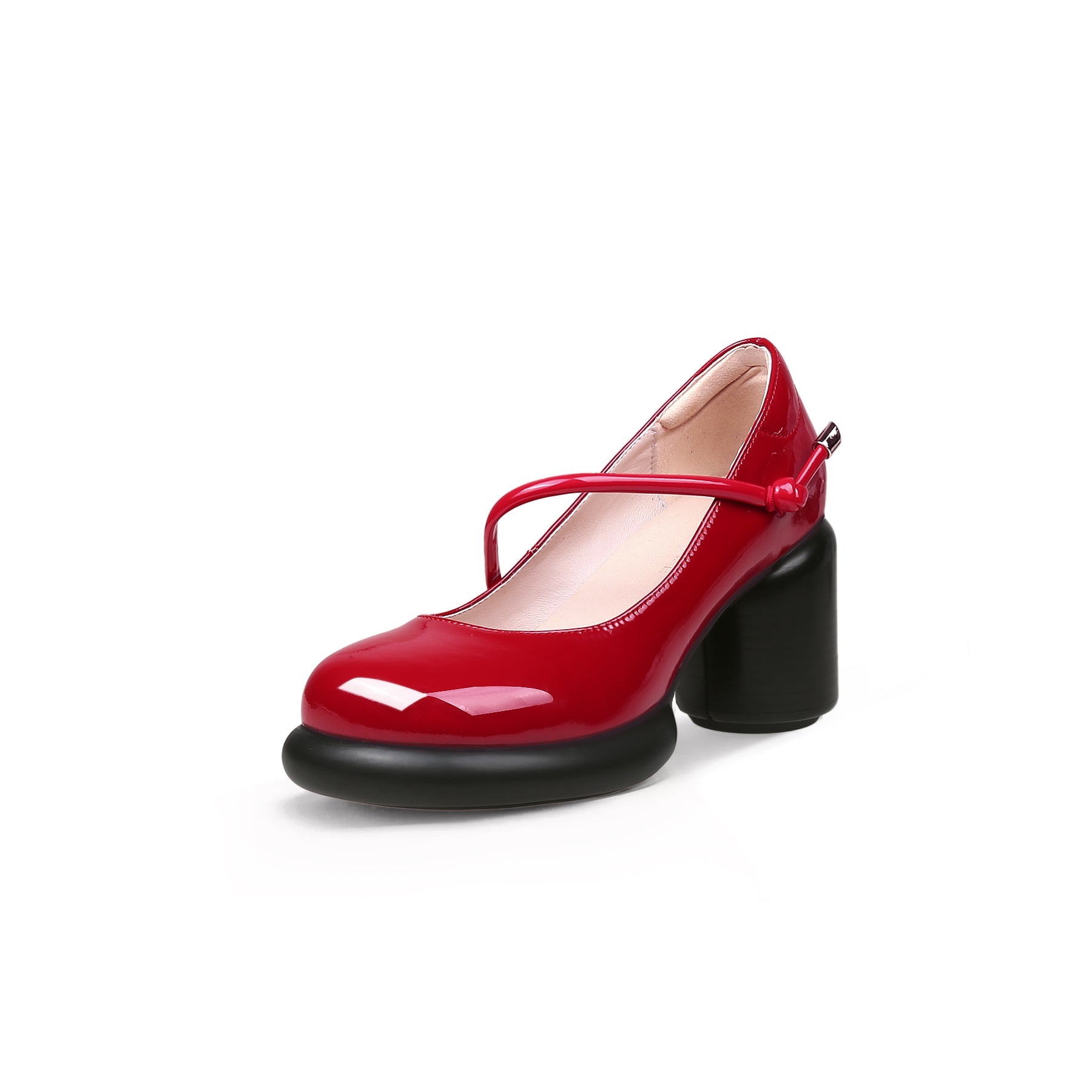 Jady Rose | Blaine Block Leather Heel Mary Jane - Red