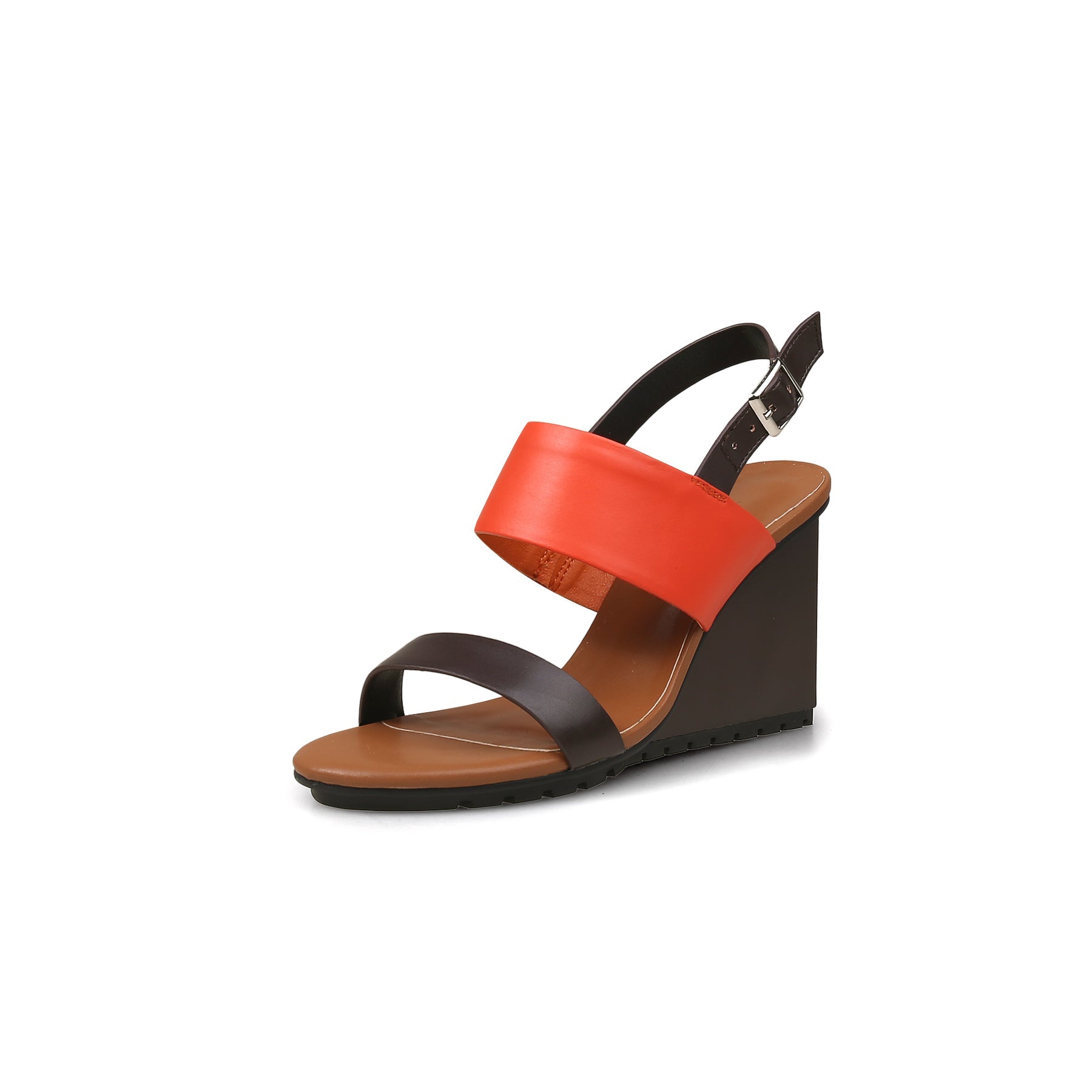 Jady Rose | Shilah Leather Slingback Wedge - Red