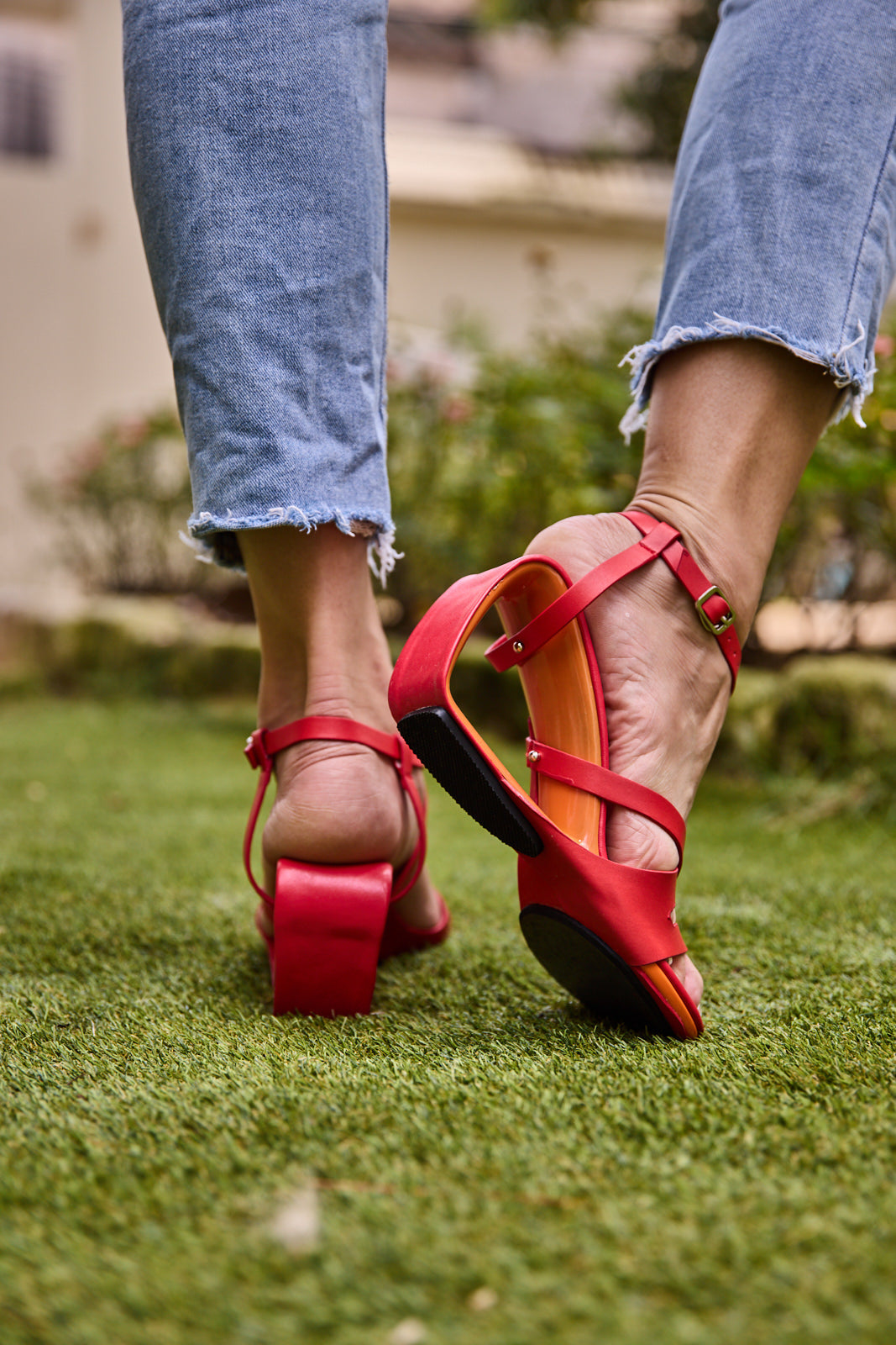 Jady Rose | Eloise Leather Strappy Wedges- Red