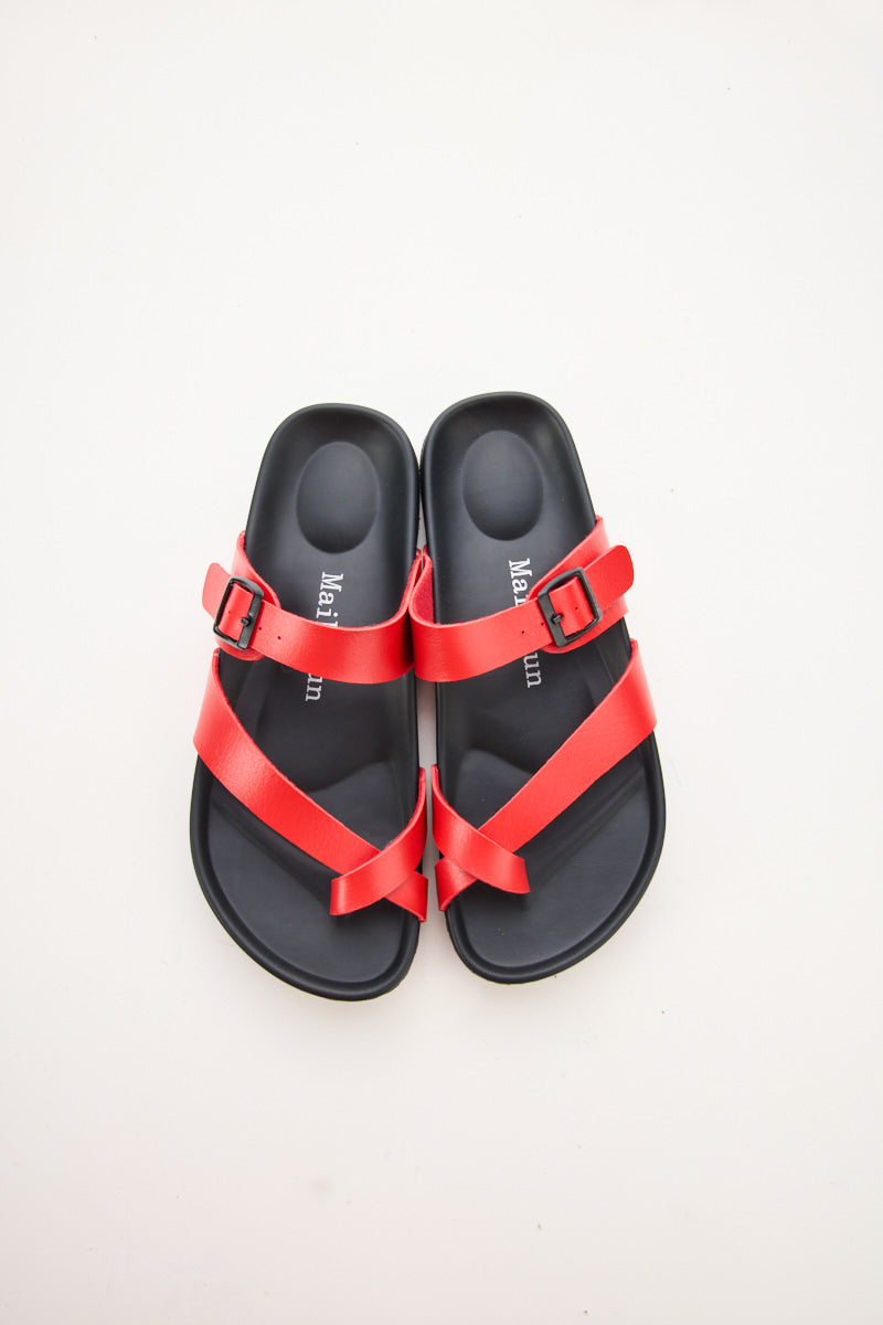 Maibulun | Thong Toe Cushioned Footbed Sandal - Red