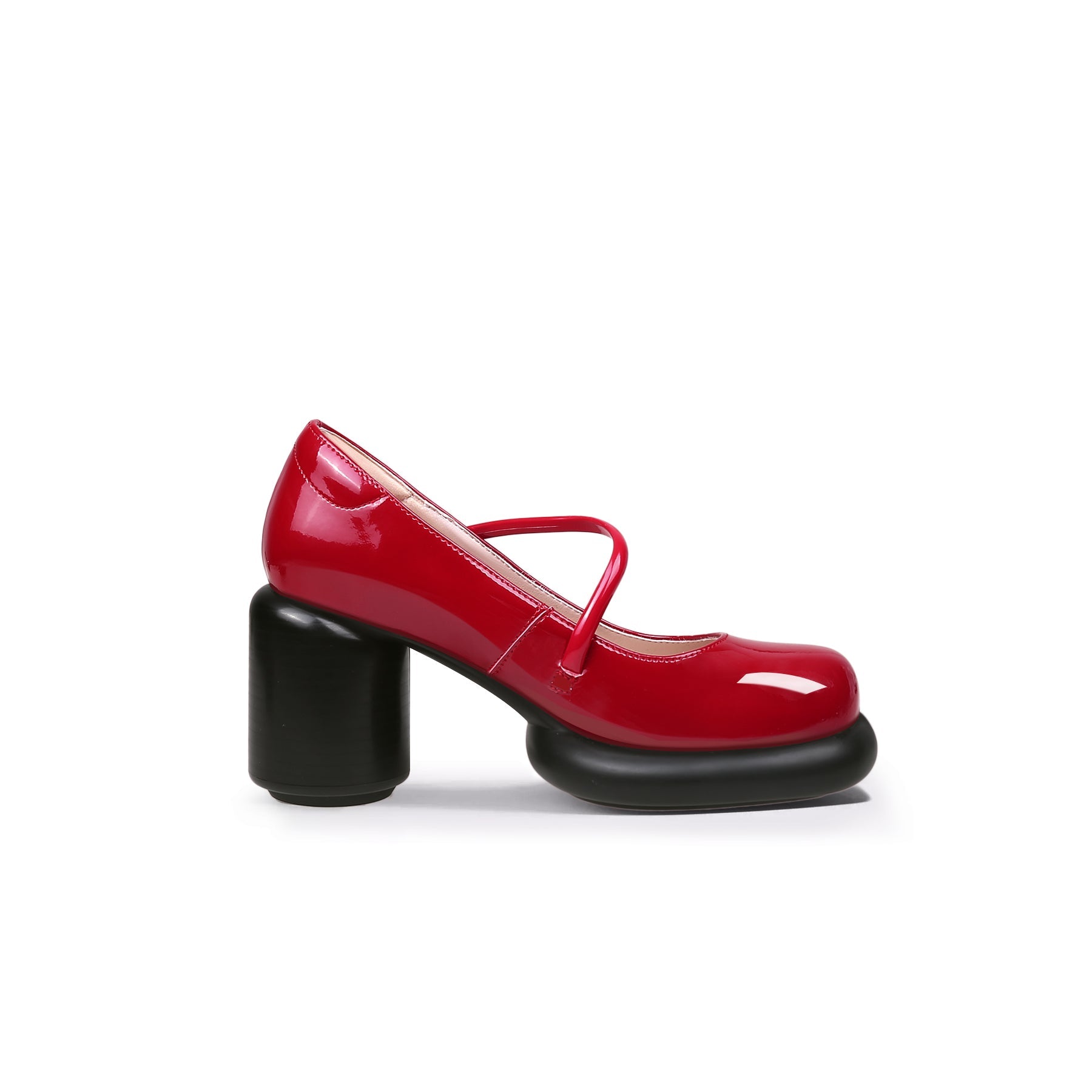 Jady Rose | Blaine Block Leather Heel Mary Jane - Red