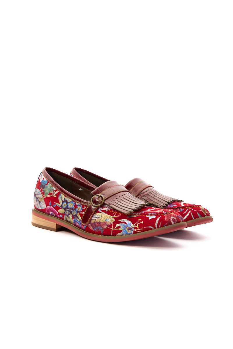 Soffia | Aurore Floral Print Suede Moccasin