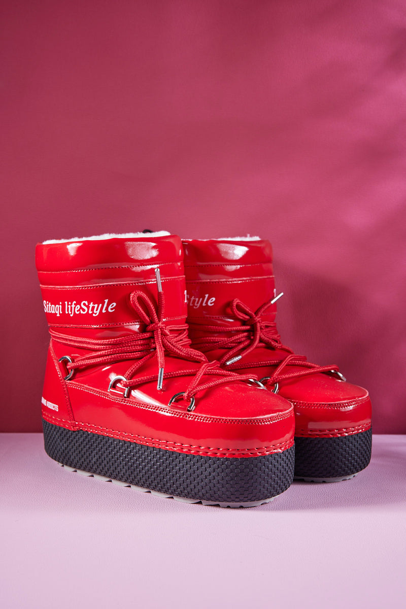 Frozen Princess | Moon Walker Water-Repellent Snow Boot - Red