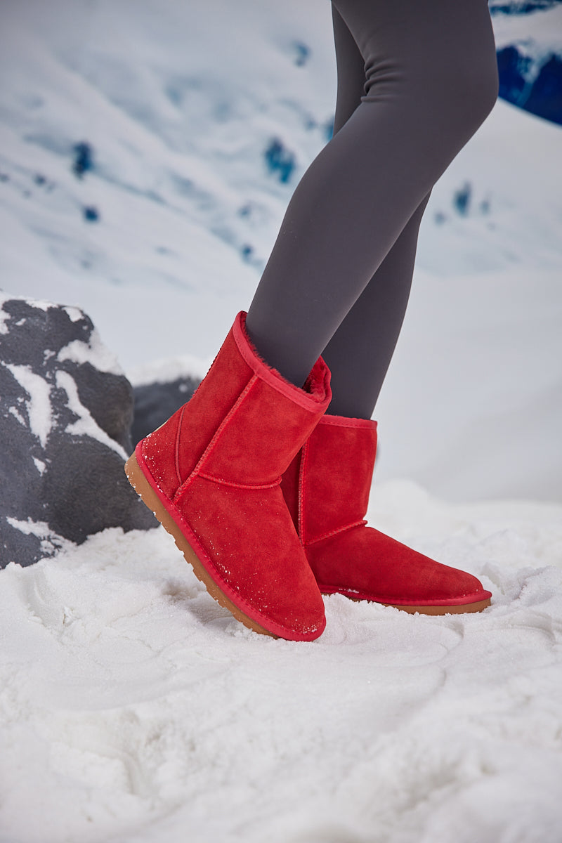 Smaibulun Ugg | Lovett Wool Blend Suede Shearling Boots - Red