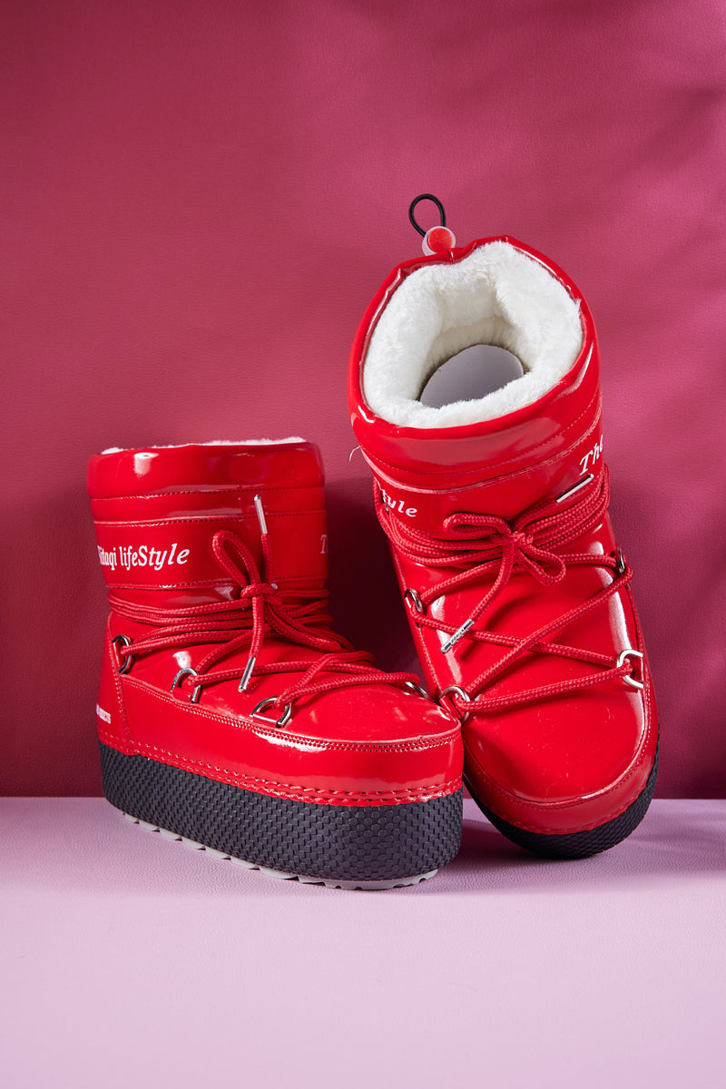 Frozen Princess | Moon Walker Water-Repellent Snow Boot - Red