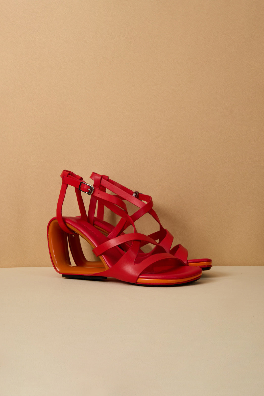 Jady Rose | Eloise Leather Strappy Wedges- Red