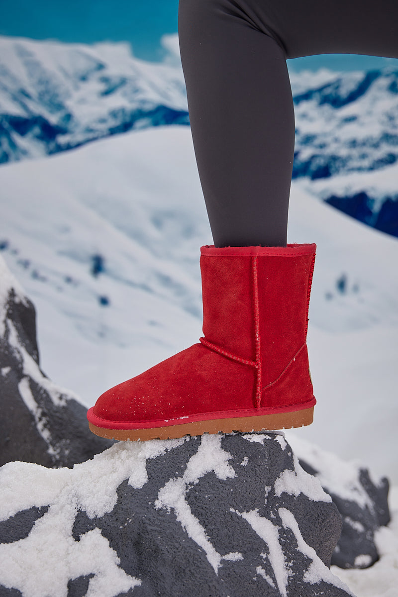 Smaibulun Ugg | Lovett Wool Blend Suede Shearling Boots - Red