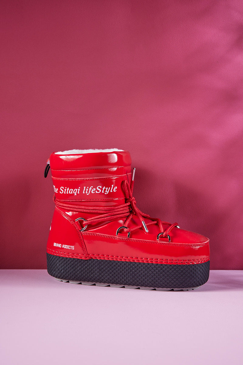 Frozen Princess | Moon Walker Water-Repellent Snow Boot - Red