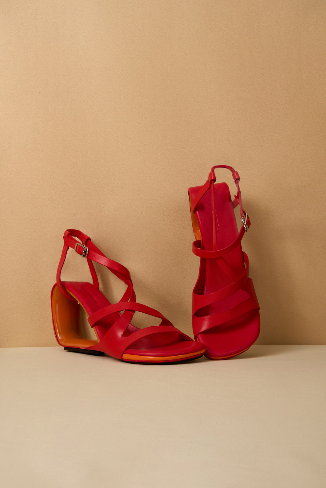 Jady Rose | Eloise Leather Strappy Wedges- Red