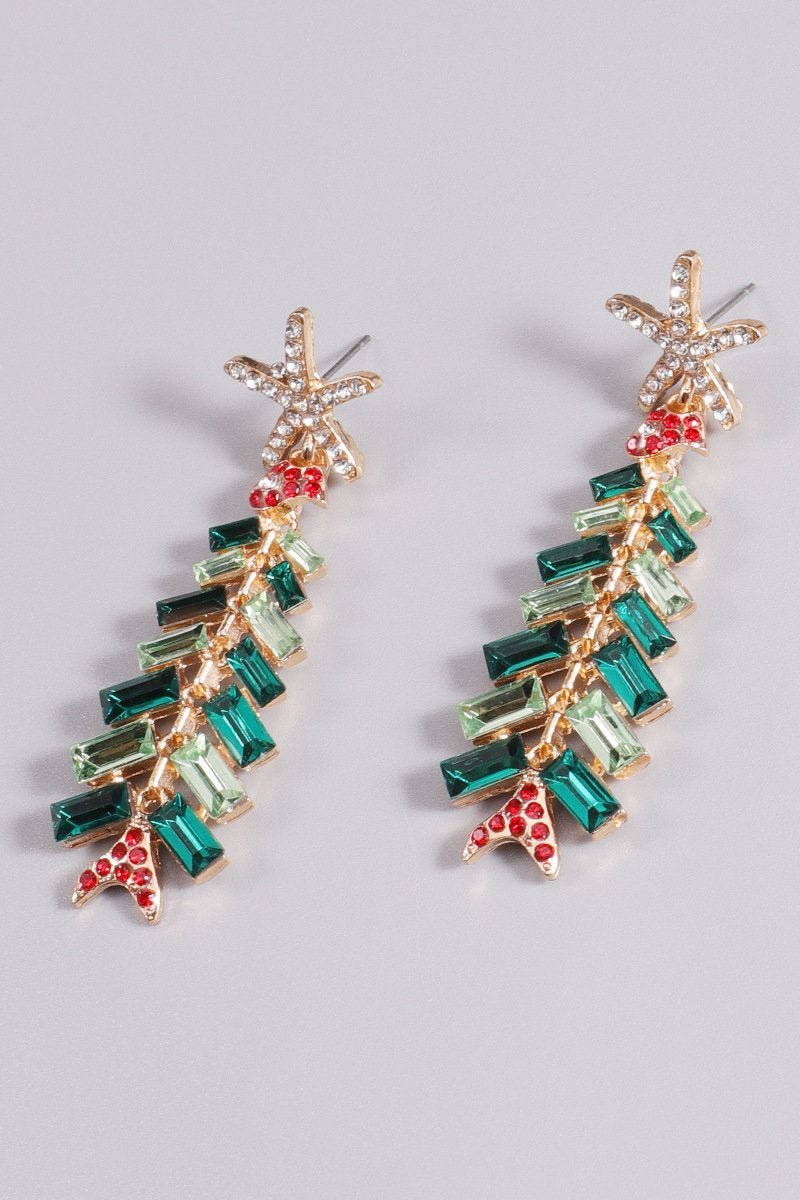 Rhinestone Christmas Tree Earrings