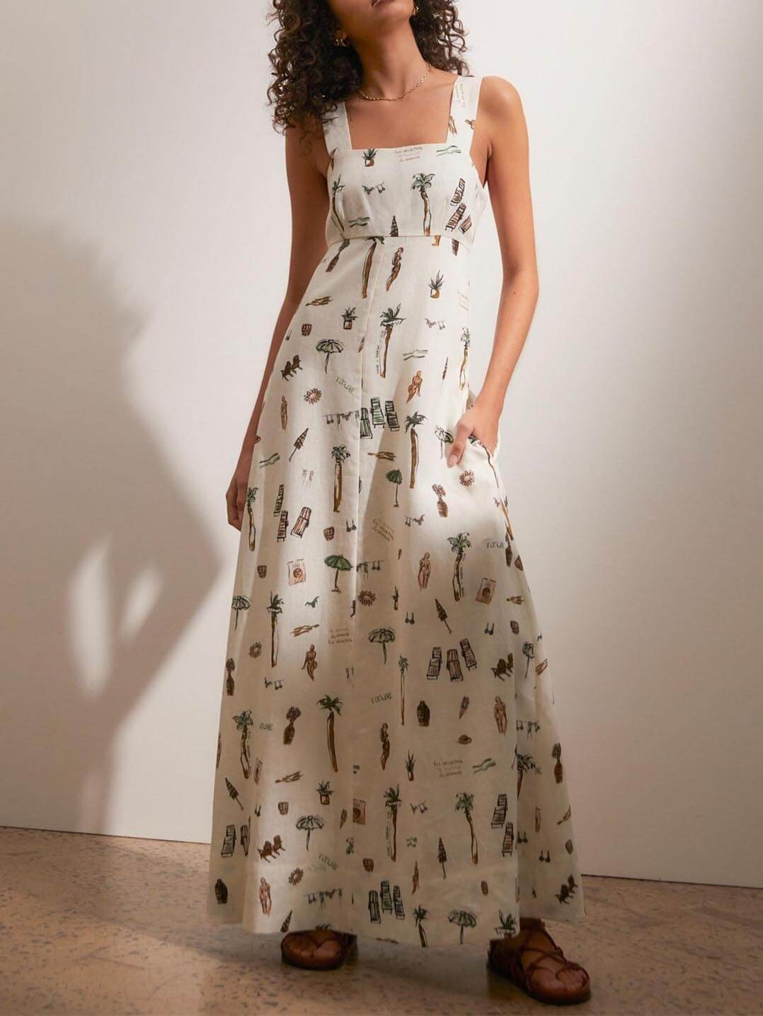 Paloma Shores - Tropical Print Backless Maxi Dress