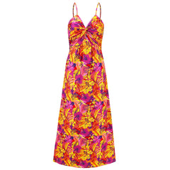 Cynthia Floral V-Neck Boho Maxi Dress - Rose