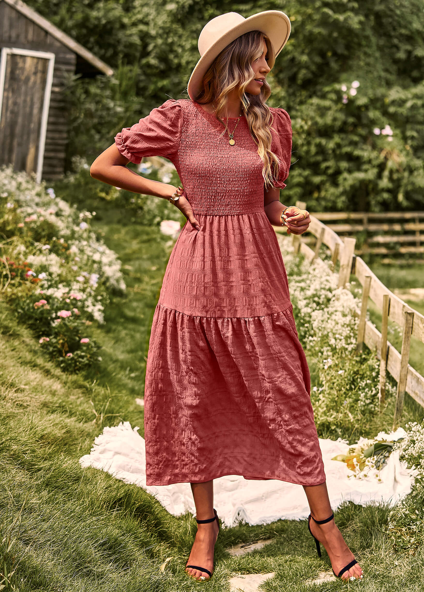 Riviera Romance Smock Tiered Maxi Dress