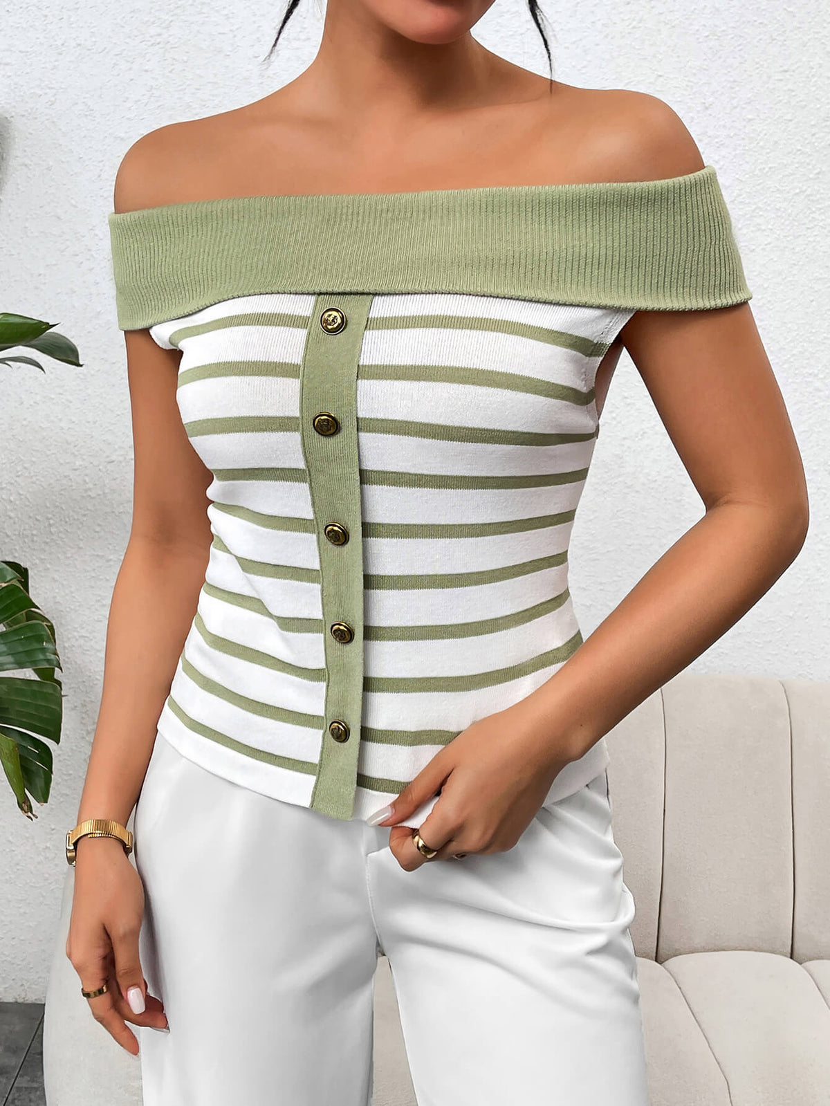 Shea Off The Shoulder Knit Top - Sage