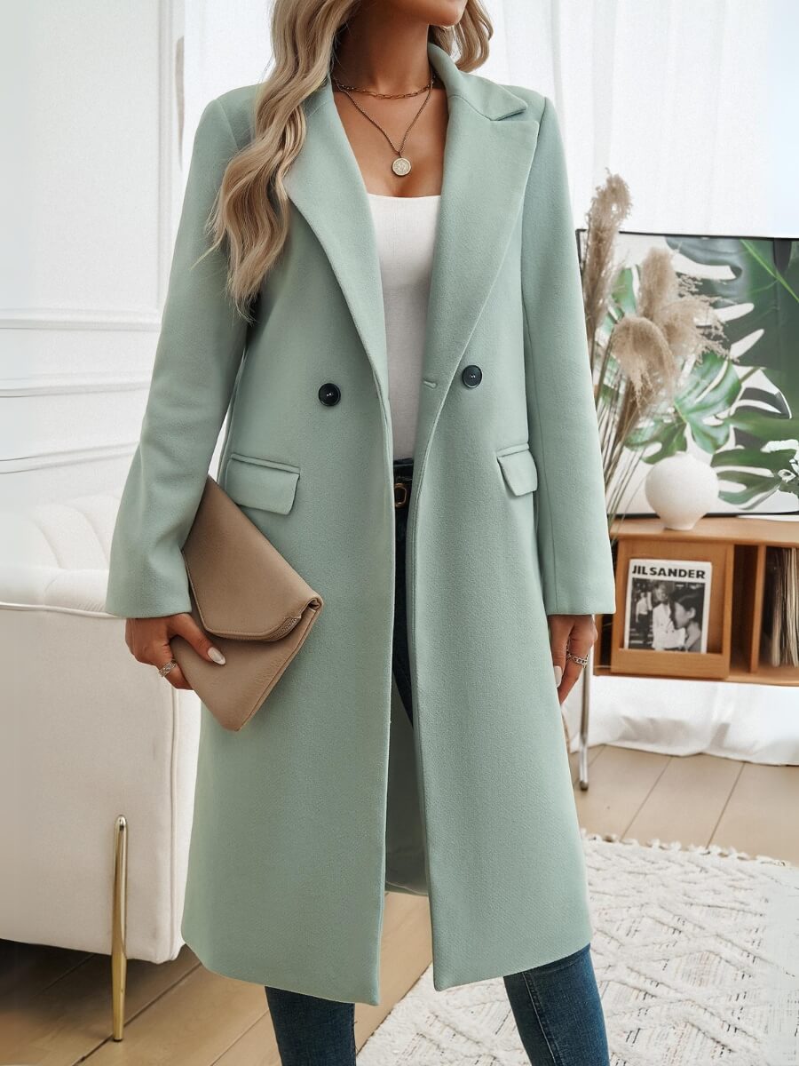 Adri Longline Pocketed Coat - Sage